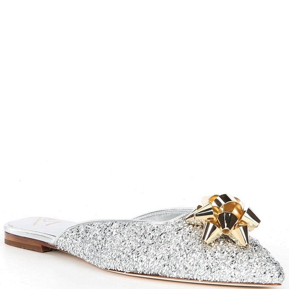 NWT Antonio Melani x The Nat Note Estrella Textured Ornamented Bow Dress Mules - Picture 3 of 9